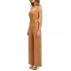  Women’s Linen Zip-Back Sleeveless Corset Bustier Top, Camel, 10
