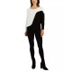  Juniors’ Colorblocked Ribbed Dolman-Sleeve Sweater, Black/white, XS