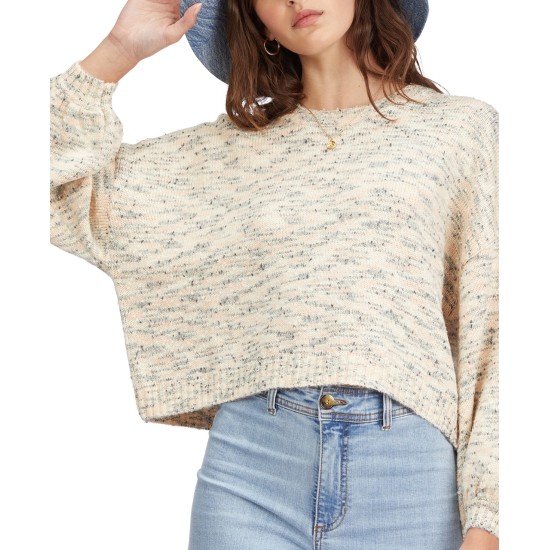  Juniors’ Party Waves Cropped Sweater, Antique White, Small