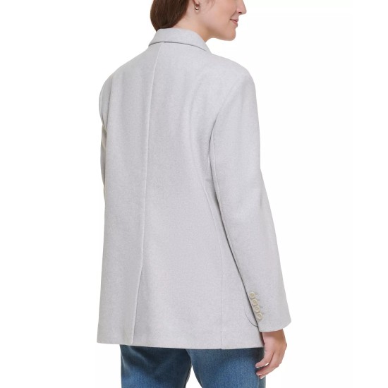  Women’s Oversized Drop-Shoulder Blazer, Light Grey Melange, Small