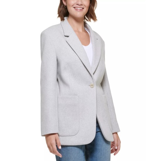  Women’s Oversized Drop-Shoulder Blazer, Light Grey Melange, Large