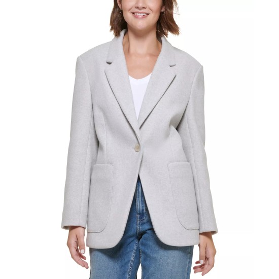  Women’s Oversized Drop-Shoulder Blazer, Light Grey Melange, Large