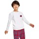  Kids Solid Smile Matching Crewneck Cotton Top, White, 8 REG