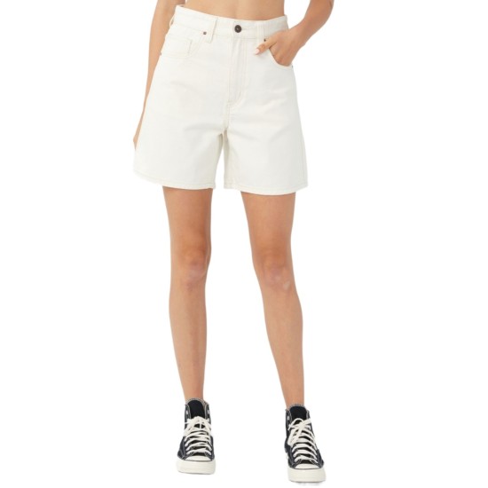  Women’s Dad Denim Shorts, White, 8