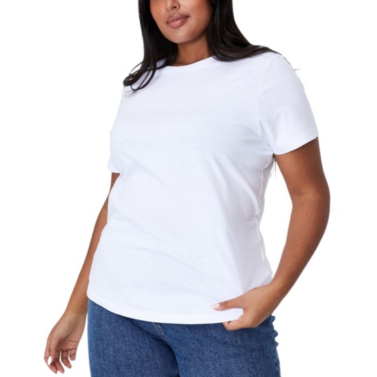  Womens Trendy Plus Size Crew Neck T-Shirt, White, 16W