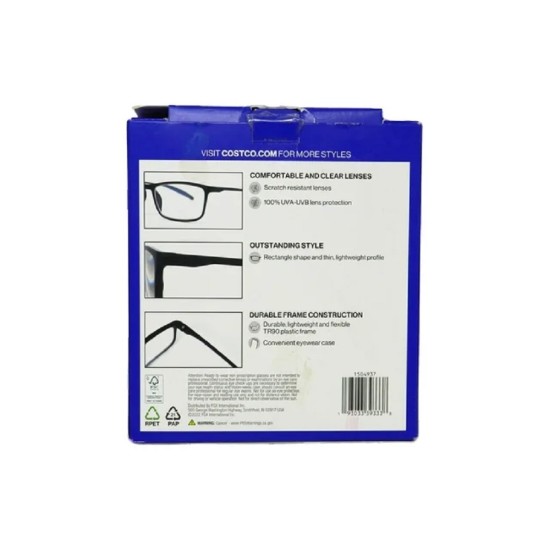  by Foster Grant Dax Plastic Rectangle Reading Glasses,3-pack +2.50