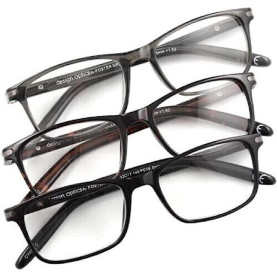  By Foster Grant Full Frame Classic Reading Glasses +2.00 Reading Gasses 3 Ct