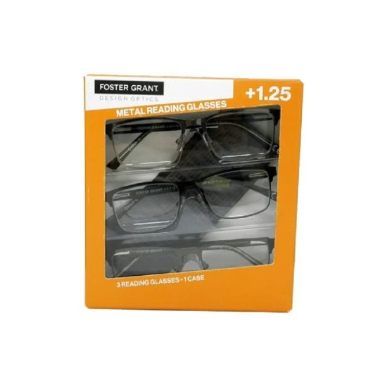  by Foster Grant Metal Reading Glasses +1.25 3 Count