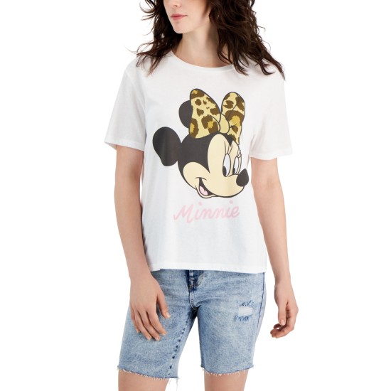  Juniors’ Minnie Leopard T-Shirt, White, XL