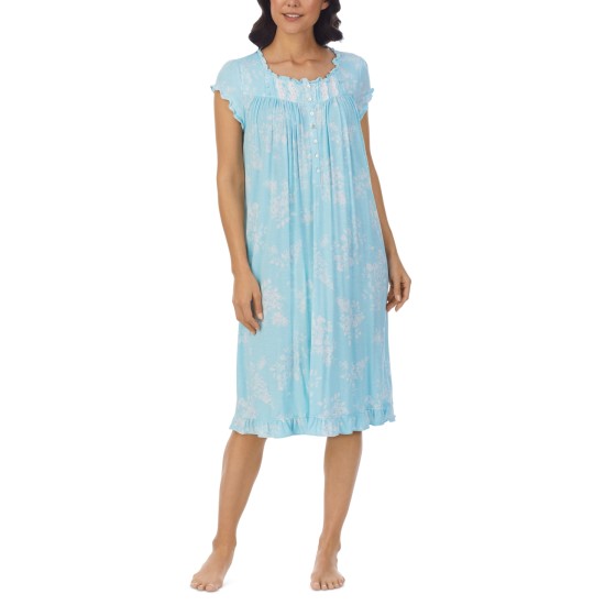  Women’s Cap-Sleeve Waltz Nightgown, Aqua, Large