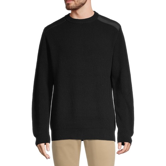  Waffle Crewneck Sweater, Black, Medium