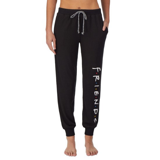  Womens Pajama Jogger Pants, Black, Large