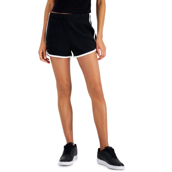  Juniors’ Contrast-Trim Dolphin Shorts, Black, Large