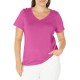  Womens Short Sleeve V-neck Sleep Tee Pajama Top, Purple, Medium