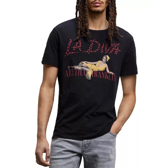  Men’s Vintage Aretha Franklin La Diva T-Shirt , Black, Medium