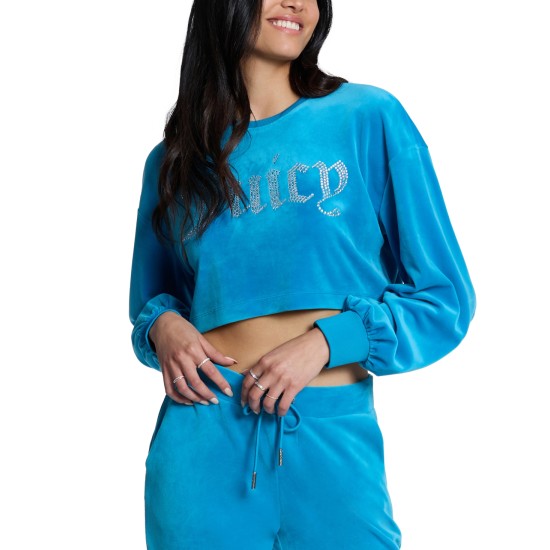  Women’s Cropped Logo Sweatshirt, Turquoise, Small