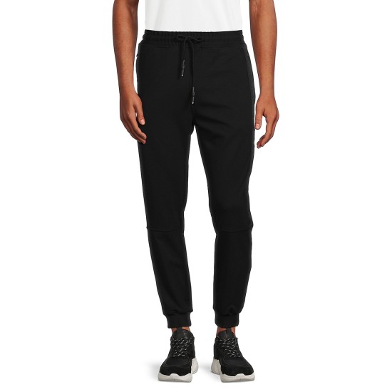  Men’s Solid Joggers Pants, Black, XL