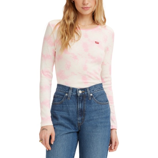 Levi’s Honey Long-Sleeve Rib-Knit T-Shirt, Begonia Pink, Large