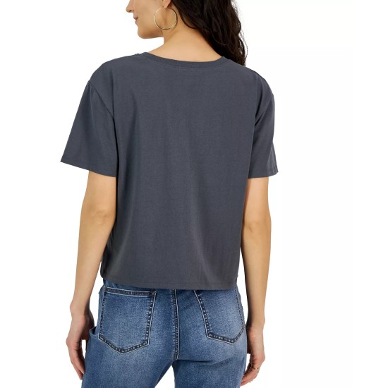  Juniors’ Celestial Circle Graphic Crewneck T-Shirt, Dark Gray, XL
