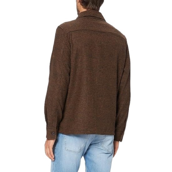 Scotch & Soda Men’s Relaxed Overshirt Contains Recycled Fibers Transition Jacket Brown, Small