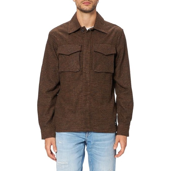 Scotch & Soda Men’s Relaxed Overshirt Contains Recycled Fibers Transition Jacket Brown, Small