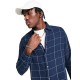  Mens Windowpane Twill Check Shirt, Navy, Large