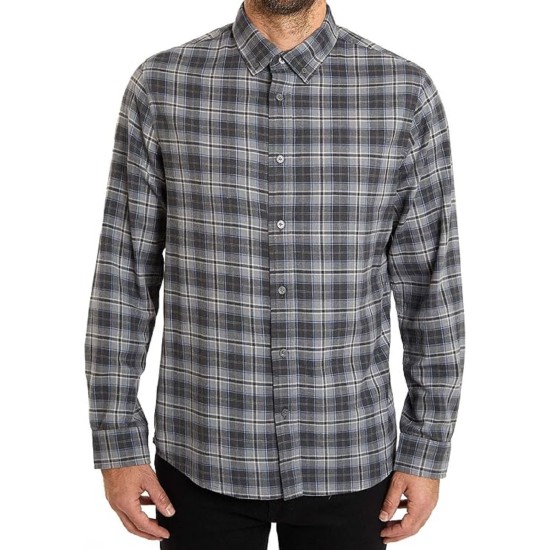 Slate & Stone Mens Flannel Button-Down Shirt, Charcoal, Medium