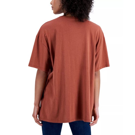  Juniors’ Cotton Go Where You Grow Graphic T-Shirt, Brown, Medium