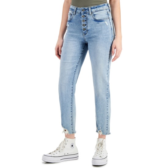  Juniors’ Ripped Slim Straight-Leg Jeans, Clive, 11