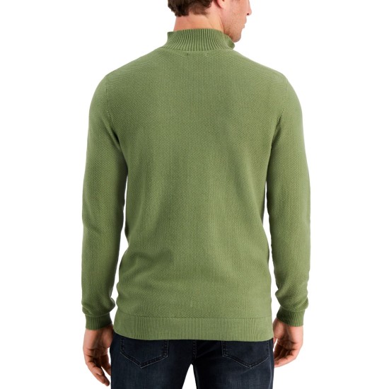  Mens Quarter-Zip Sweaters, Green, X-Large