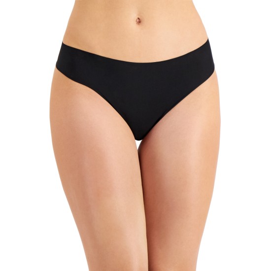  Women’s Laser-Cut Thong Underwear, Black, Medium