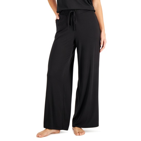  Womens Super Soft Modal Basic Wide Leg Pants, Black, X-Small