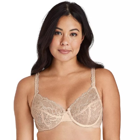  Women’s Desire Lace Non-Foam Underwire Bra Champagne Shimmer 34 B