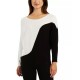  Juniors’ Colorblocked Ribbed Dolman-Sleeve Sweater, Black/white, Medium