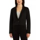  Juniors’ Notched Collar One-Button Cropped Jacket, Black, Large