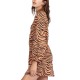  Juniors’ Feeling Flirty Animal Print Mini Dress, Desert Clay, Large