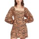  Juniors’ Feeling Flirty Animal Print Mini Dress, Desert Clay, Large