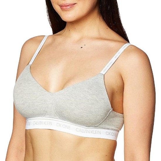  Womens CK One Cotton Lightly Lined Bralette, Grey, X-Large