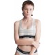  Women’s Modern Cotton Unlined Wireless Bralette, Textured Plaid Oatmeal, Large