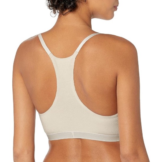  Women’s Pure Ribbed Natural Lift Unlined Bralette, White, Large