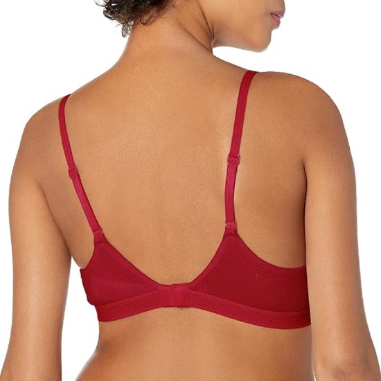  Women’s Pure Ribbed Light Lined Bralette, Wine, Large