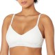  Women’s Pure Ribbed Lightly Lined Bralette, White, Large