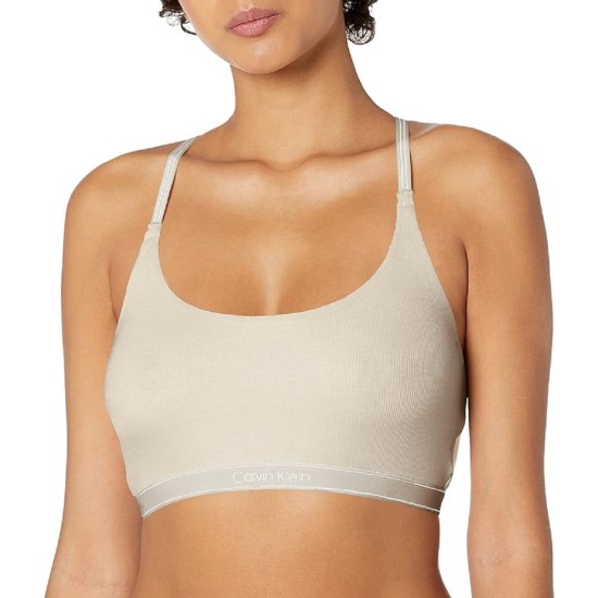  Women’s Pure Ribbed Natural Lift Unlined Bralette, White, Large