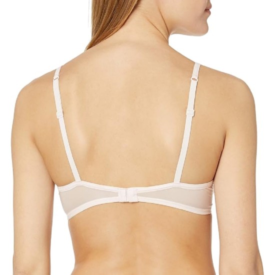  Women’s Sheer Marquisette Unlined Demi Bralette, Nude, 32C