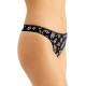  Everyday Cotton Women’s Lace-Trim Thong, Black, XXL