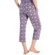  Women’s Printed Cotton Capri Pajama Pants, Purple, Medium