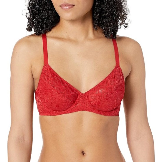  Women’s Pure Lace Unlined Bra, Red, 36DDD