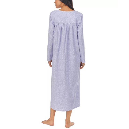 Lace-Trim Cotton Jersey Ballet Nightgown, Purple, Small
