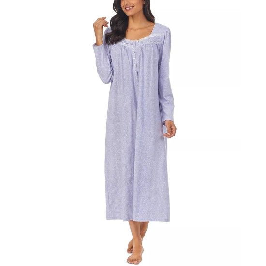  Lace-Trim Cotton Jersey Ballet Nightgown, Purple, Small