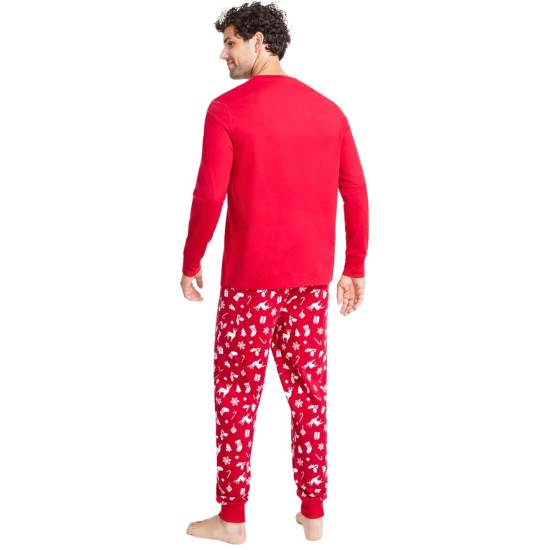 Matching Men s Merry Snowflake Mix It Family Pajama Set, Red, Medium